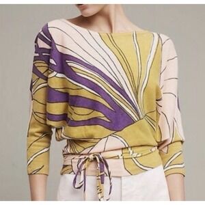 Anthropologie Moth Size XS Wool Blend Wrap Tie Knit Ballerina Top Sweater